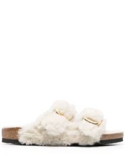 Women Birkenstock Buckle-fastening Shearling Slides