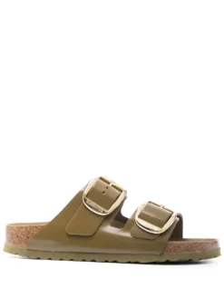 Women Birkenstock Double-strap Leather Slides
