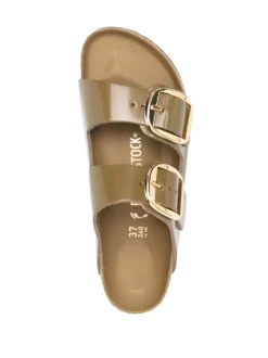 Women Birkenstock Double-strap Leather Slides -Shoe Paradise Shop 20067789 45210465 1000